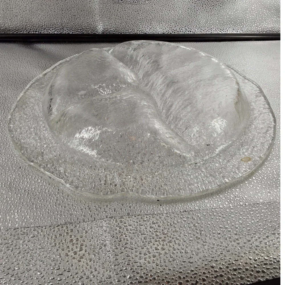 Uno Westerberg Sweden Ice Glass Divided Platter 3 Section MCM